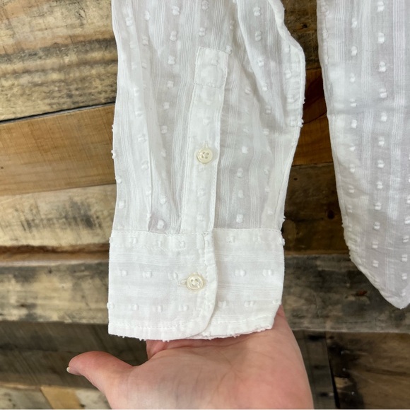 J. Crew Point Sur Ruffle Classic Popover Shirt in Clipdot in White Size 0 - Picture 5 of 9